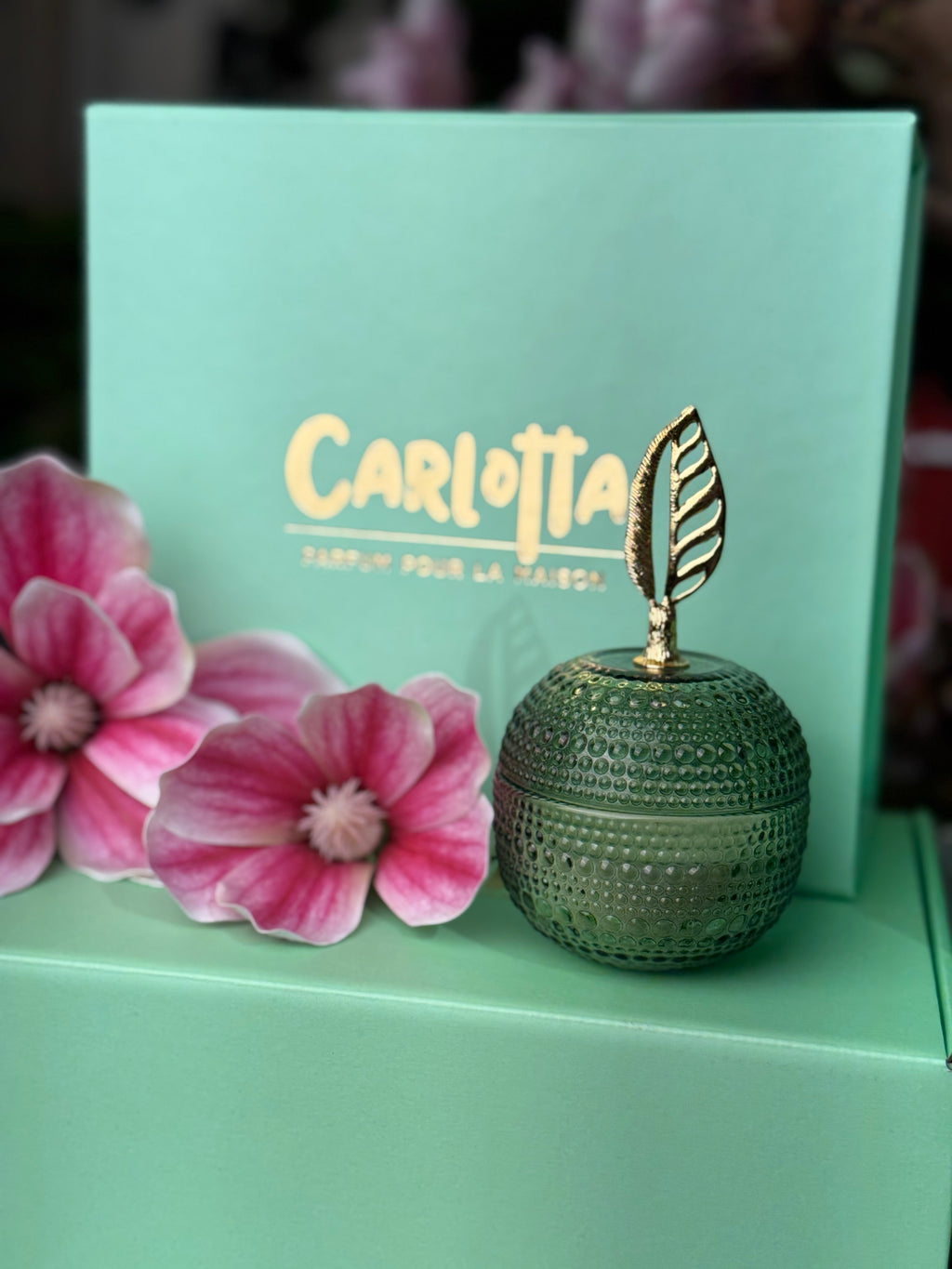 Vela em pote de vidro "Maça" - Verde