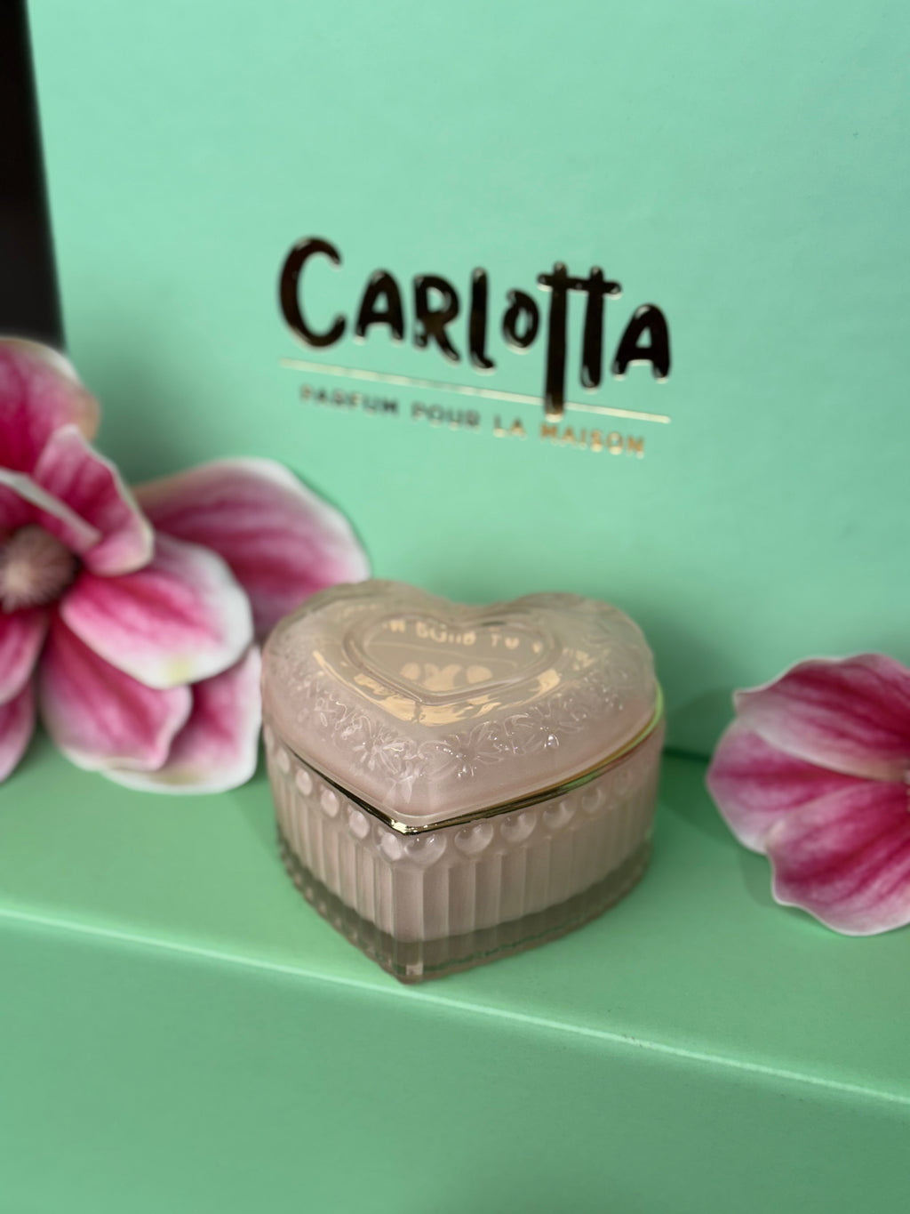 Vela em pote de vidro "Coeur" - Rosa