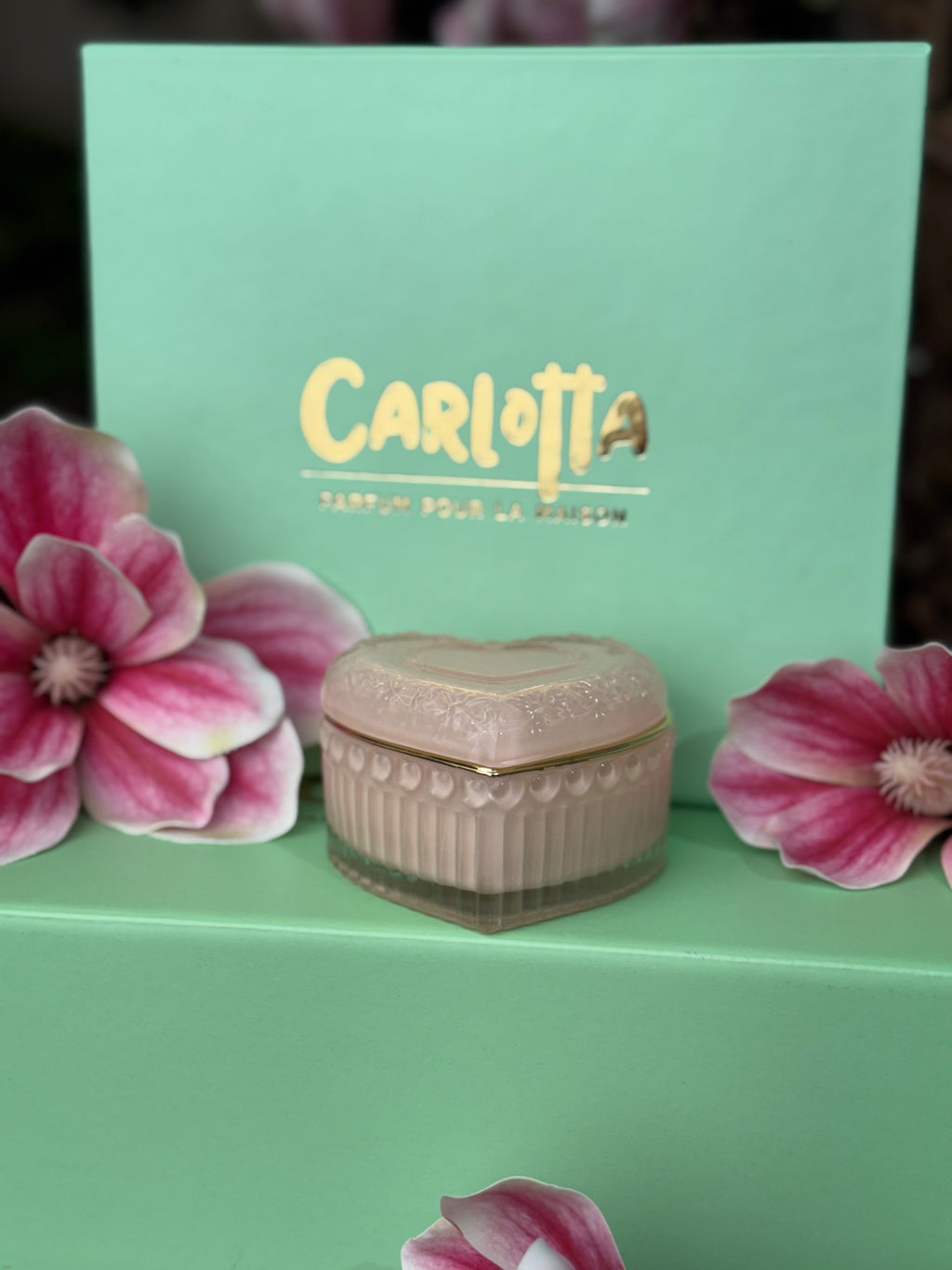 Vela em pote de vidro "Coeur" - Rosa