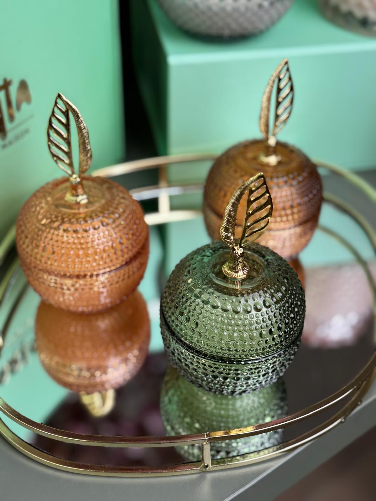 Vela em pote de vidro "Maça" - Laranja