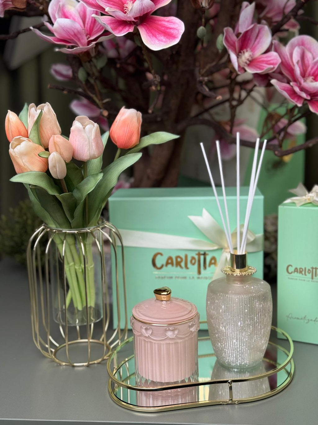 Pote de Vidro "Belle" - Rosa