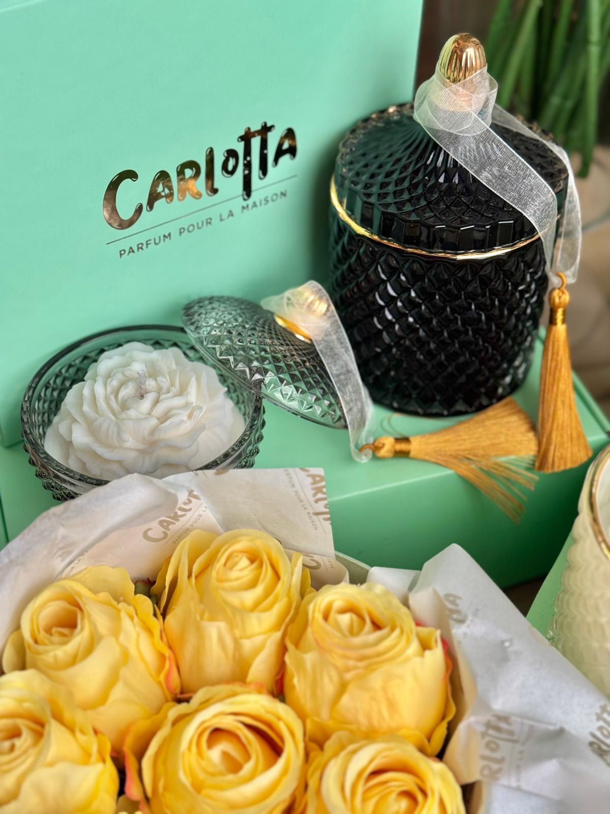 Vela em "Bomboneira" - preta c/ Peónia