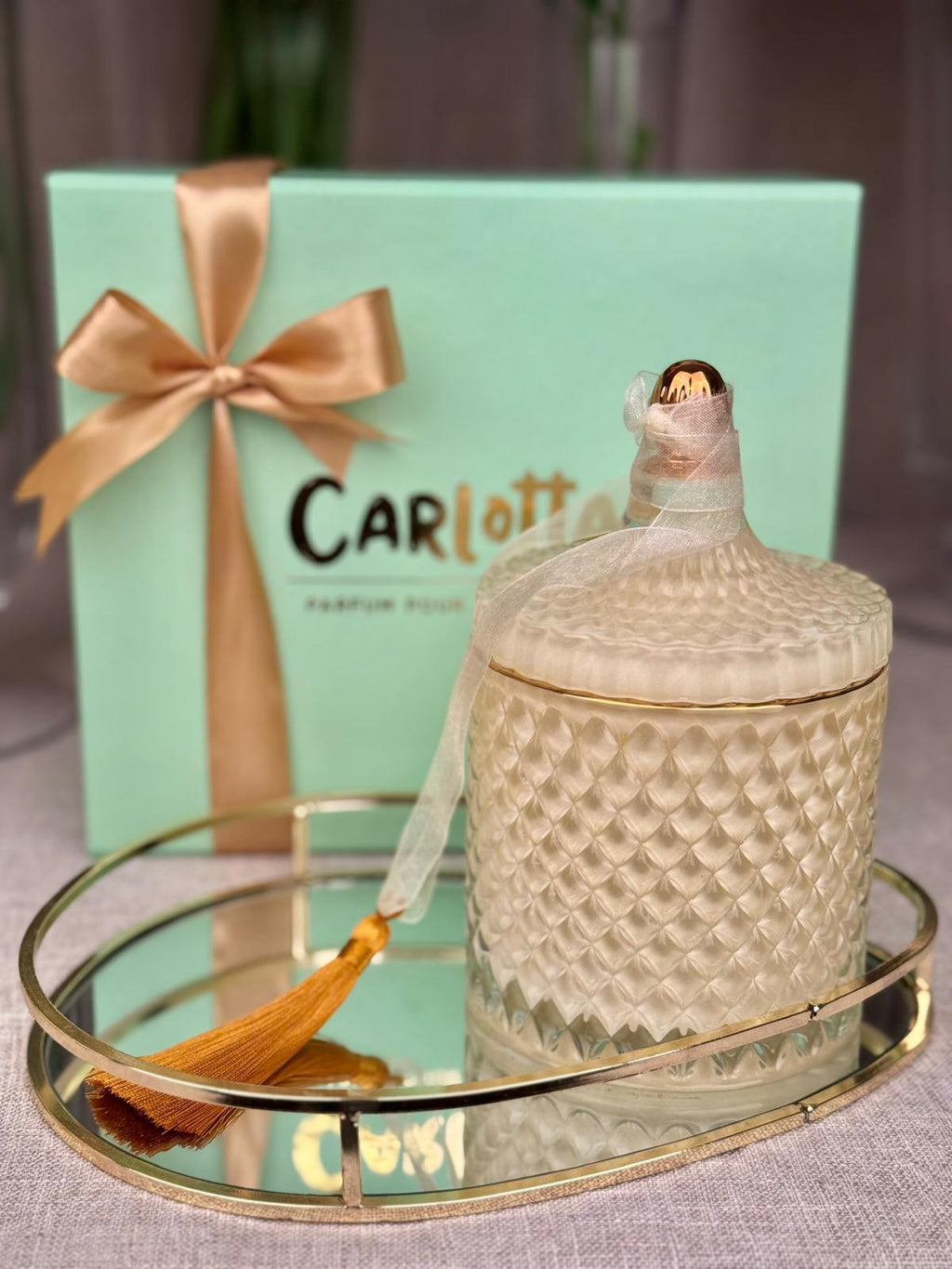 Vela em Bomboneira - Bege c/ Peónia