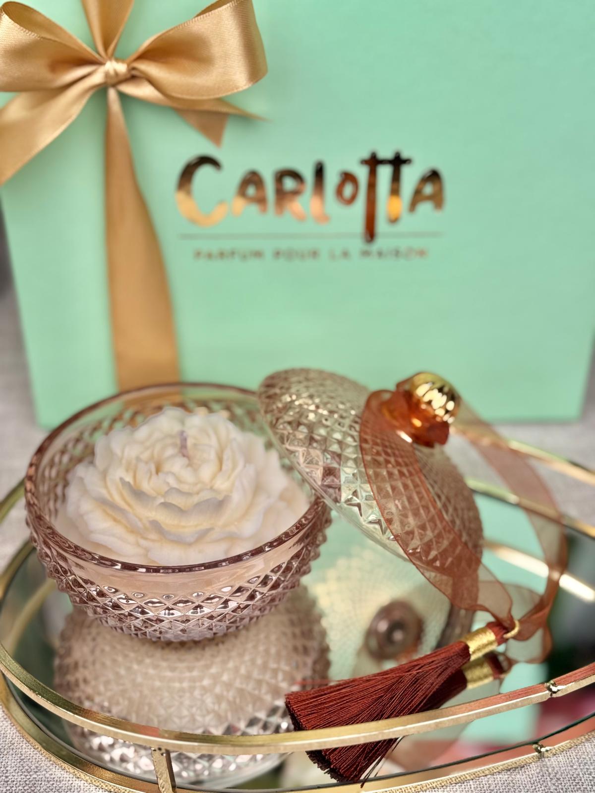 Vela em pote de vidro "Rond" - Bronze c/ Peónia (embalada em Caixa Premium)