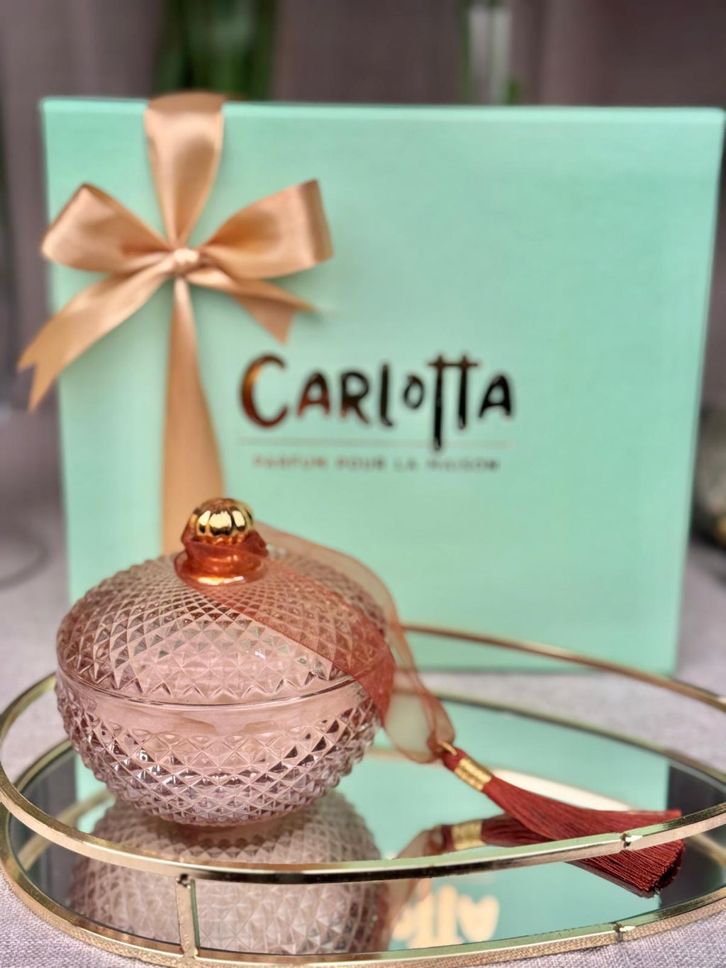 Vela em pote de vidro "Rond" - Bronze c/ Peónia (embalada em Caixa Premium)