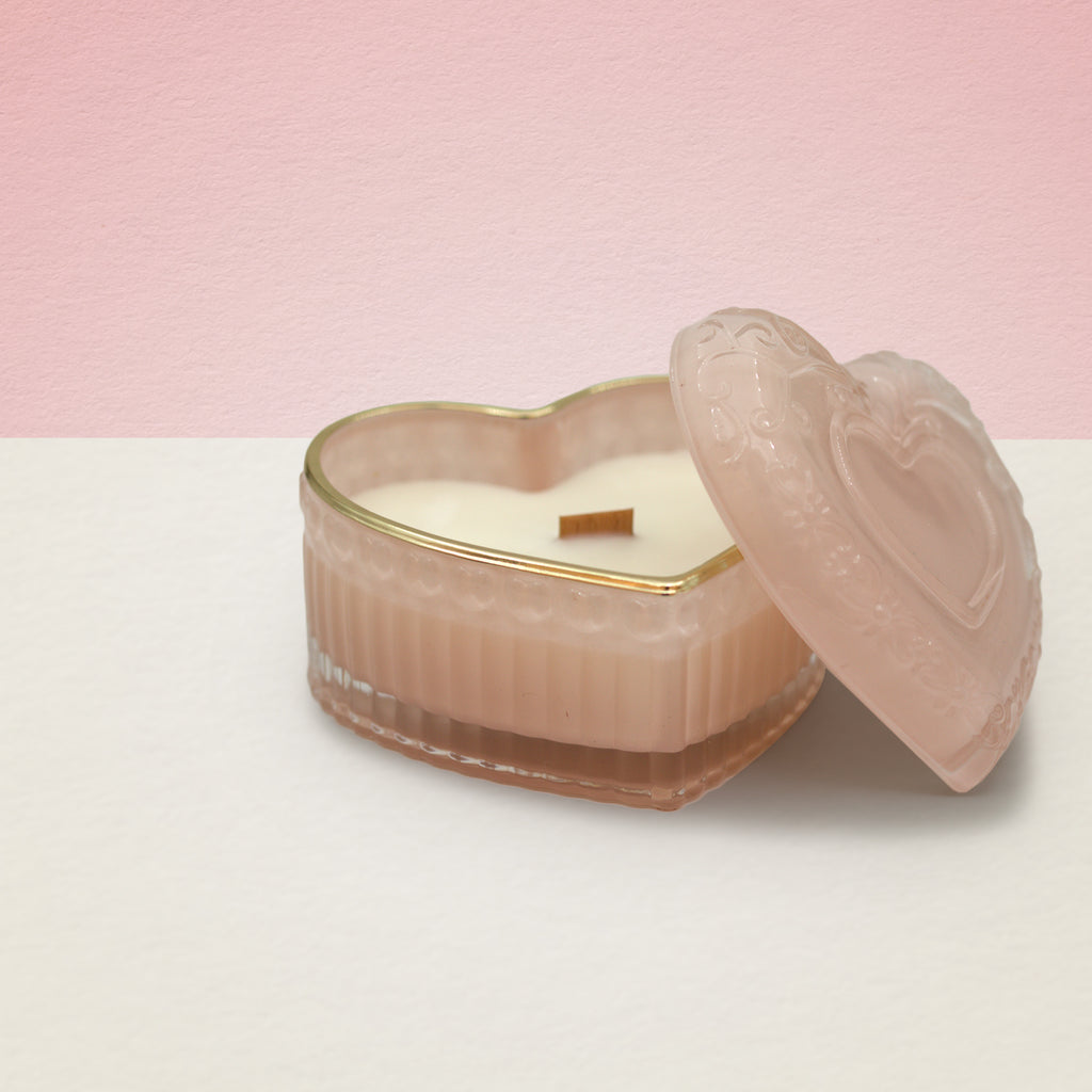 Vela em pote de vidro "Coeur" - Rosa