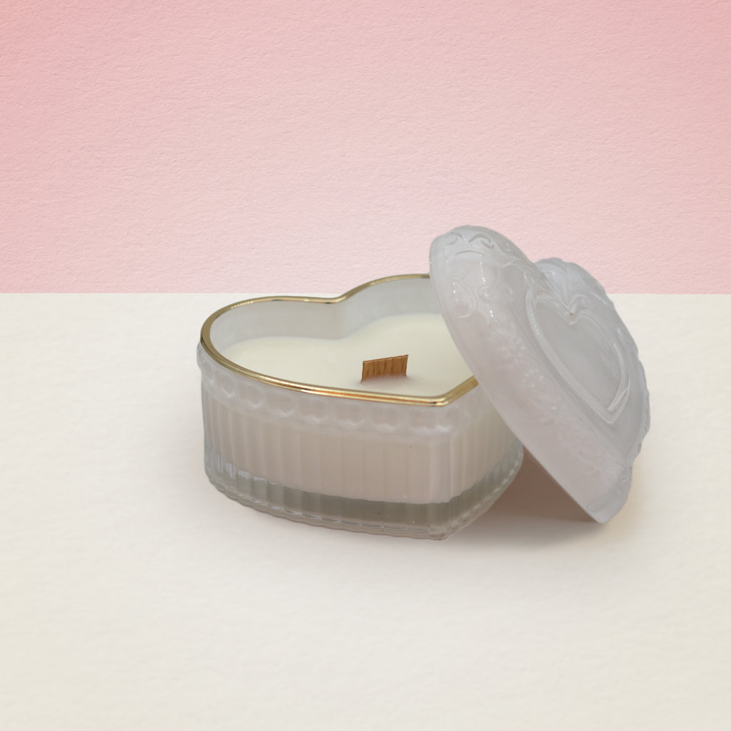 Vela em pote de vidro "Coeur" - Branco